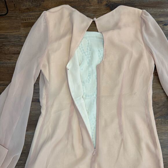 Ark & Co. Anthropologie peach blush embroidered dress tunic sheer bell sleeve - Picture 14 of 15